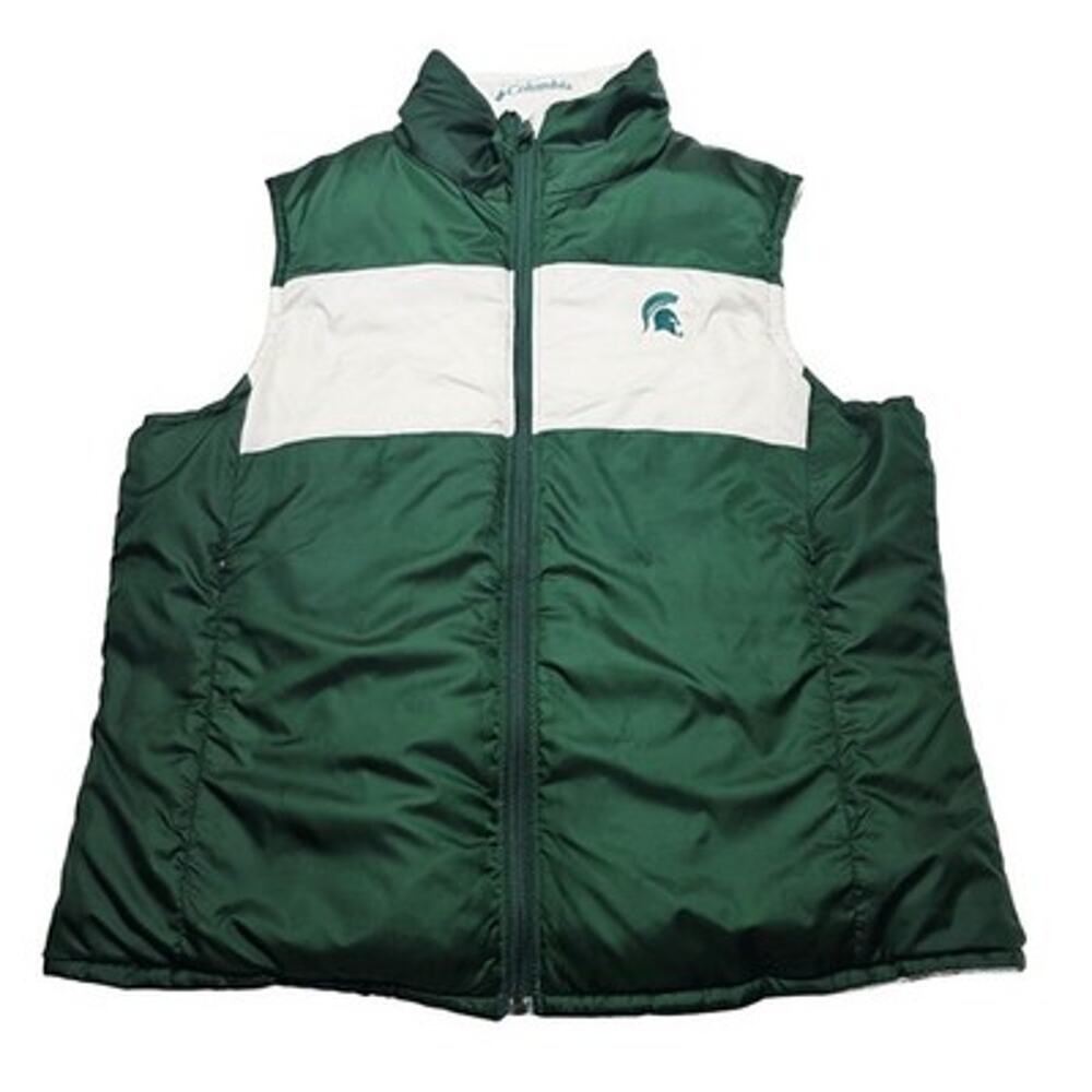 Michigan State Spartans Womens Columbia Reversible Puffer Vest Large NCAA